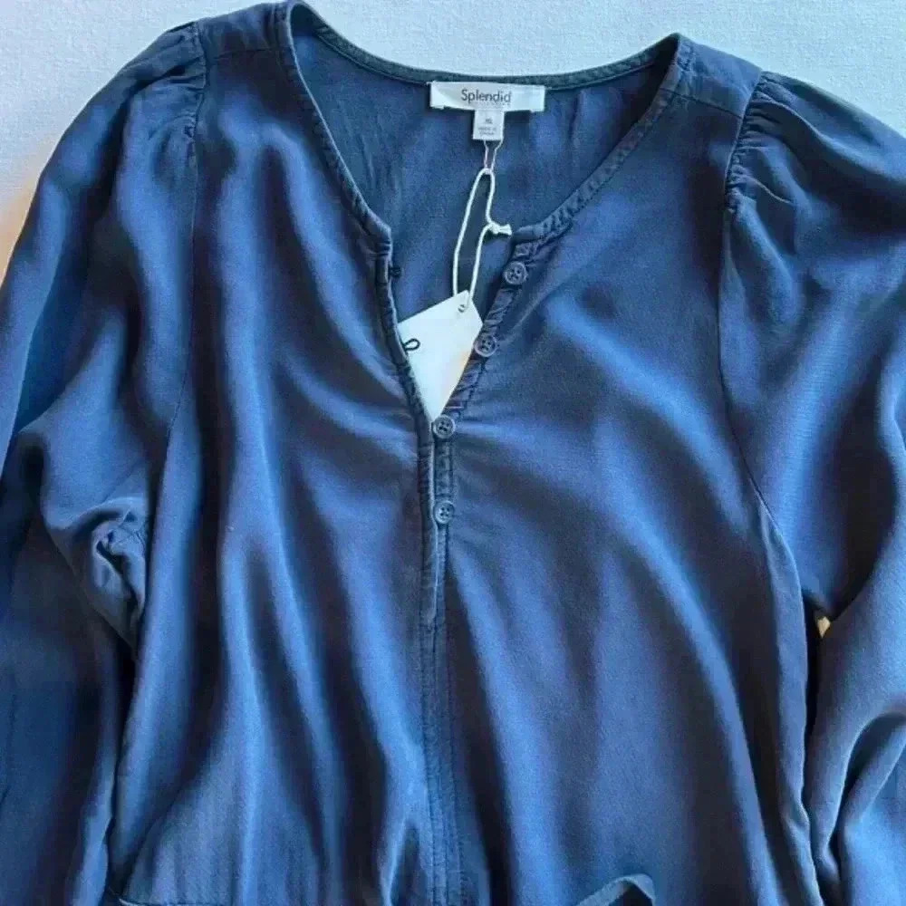 Splendid Blue Cotton Jumper Dress Size XS - Picture 3 of 12